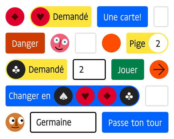 A system of form components. Buttons, text fields and avatars combine to create a series of unique form components.