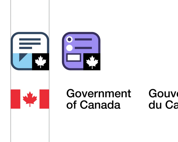 Two icons drawn on a grid to make sure they belong together. The width of the icons also work with the proportions of the logo of the government of Canada.