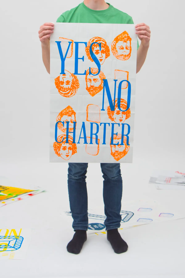 Person holding a poster for scale. Poster measures from the knees to the upper chest.