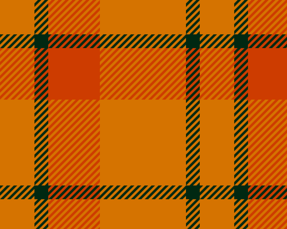 Motif tartan en carreaux. Les couleurs dominantes sont le orange et jaune.