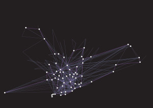 Un réseau complexe dessiné en mauve sur fond foncé.